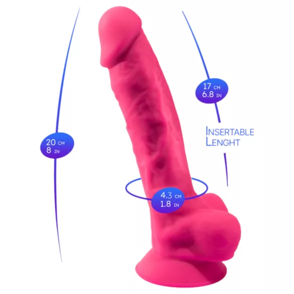 Silexd - vibrirajući dildo sa testisima i daljinskim upravljačem (roze)