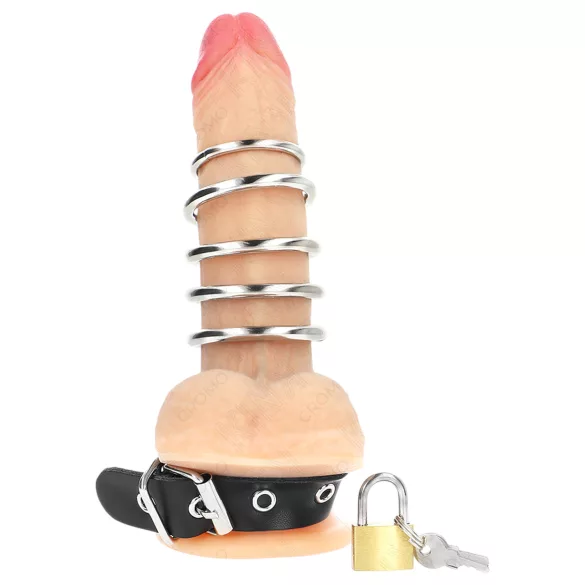 Kink - prsten za penis sa metalnim prstenovima (crna)