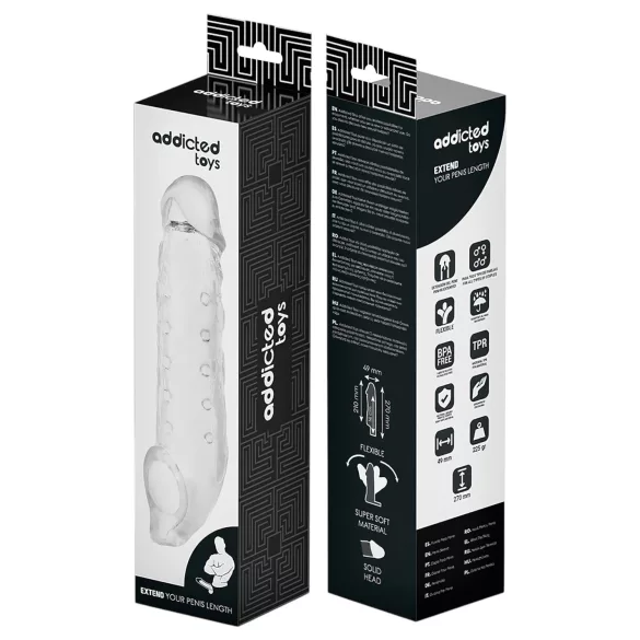 Addicted Toys - penis futrola sa prstenom za testise - 23cm (providna)