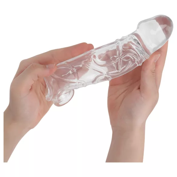 Addicted Toys - navlaka za penis sa prstenom za testise - 27 cm (providna)