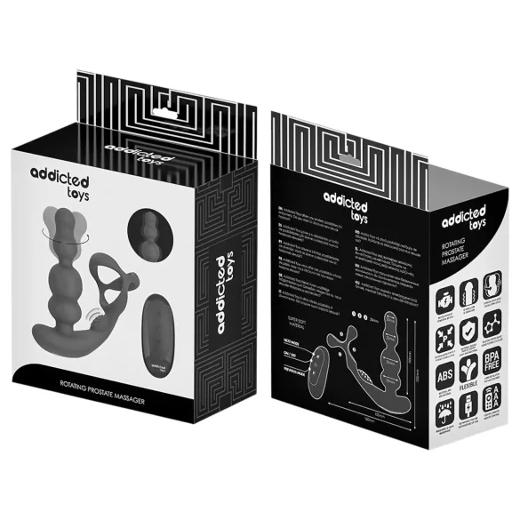 Addicted Toys - rotirajući analni vibrator sa prstenom za penis (crna)