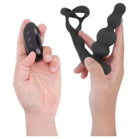 Addicted Toys - rotirajući analni vibrator sa prstenom za penis (crna)