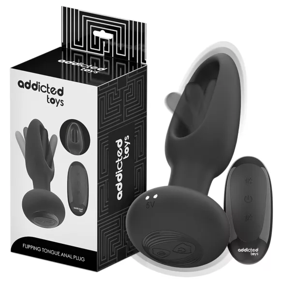 Addicted Toys - pokretni jezični analni vibrator (crni)