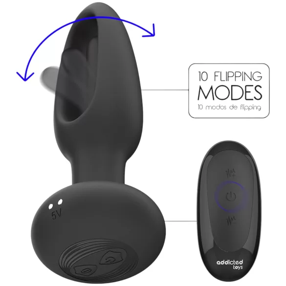 Addicted Toys - pokretni jezični analni vibrator (crni)