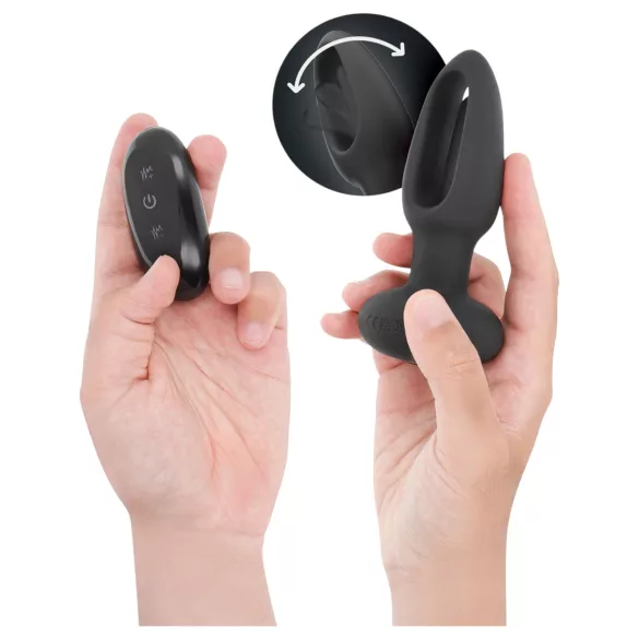 Addicted Toys - pokretni jezični analni vibrator (crni)