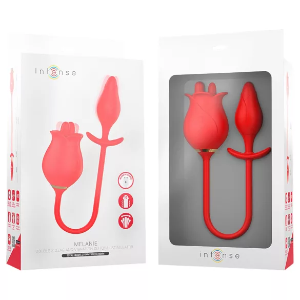 Intenzivna Melanija - 2u1 pokretni jezični klitoralni vibrator (crveni)