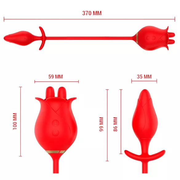 Intenzivna Melanija - 2u1 pokretni jezični klitoralni vibrator (crveni)
