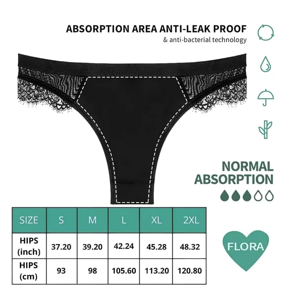 Adalet Flora normal - menstrualne gaćice (crne) - M