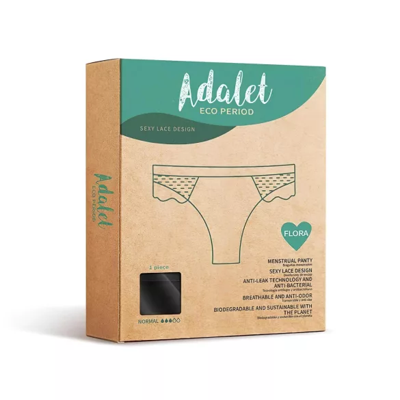 Adalet Flora normal - menstrualne gaćice (crne) - M