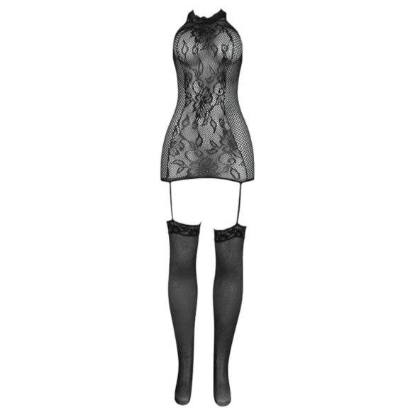 Adalet Nicole - čipkasti mrežasti komplet - (crni) - L/XL