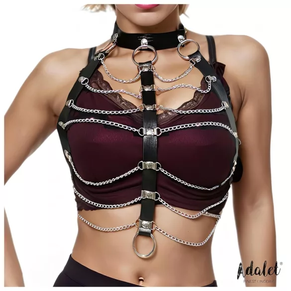 Adalet Hilda - veganski lančani pojas od kože (crni)