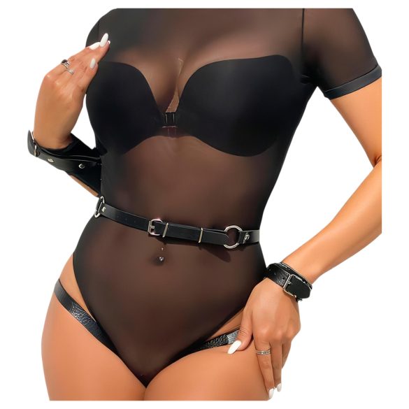 Adalet Jimena - veganska kožna oprema sa lisicama (crna)