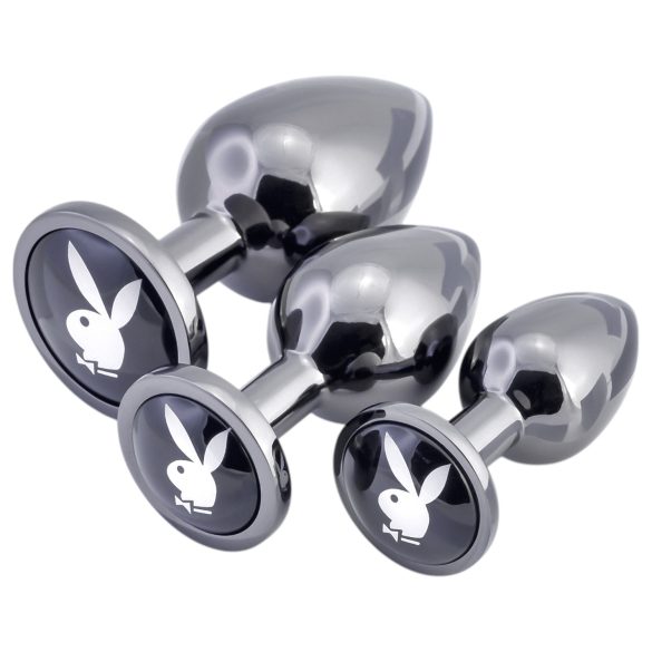 Playboy analni set - 3 dela (srebrni)