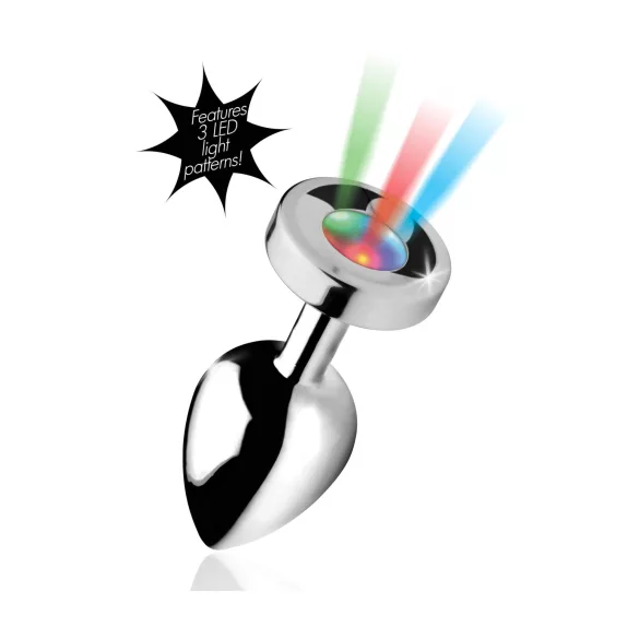 Booty Sparks - svetleći analni čep - veliki (srebrni)