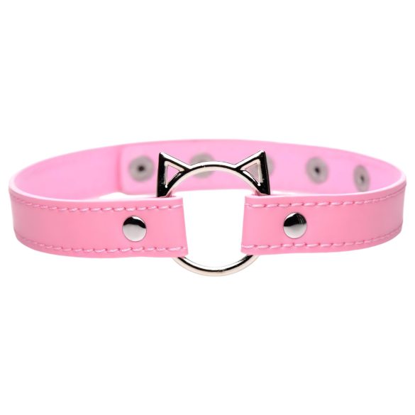 Master Series Kinky Kitty - ogrlica sa priveskom mačje glave (roze)