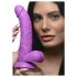 XR Brands POP - dilda sa vakumom, sa testisima - 19 cm (ljubičasta)