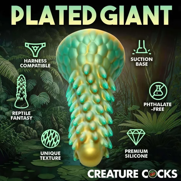 Stvor Cocks Stegosaurus - silikonski dildo - 20cm (zeleni)