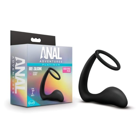 Anal avantura Platinum - crni analni dildo sa prstenom