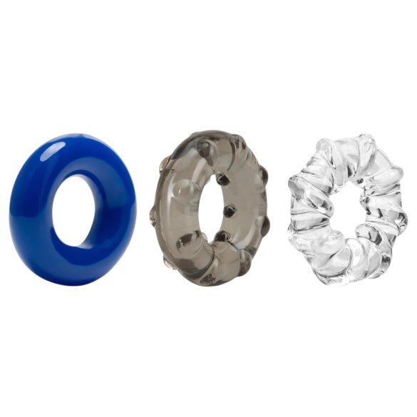 Stay Hard - разнобојни сет прстенова за пенис - 3 комада
