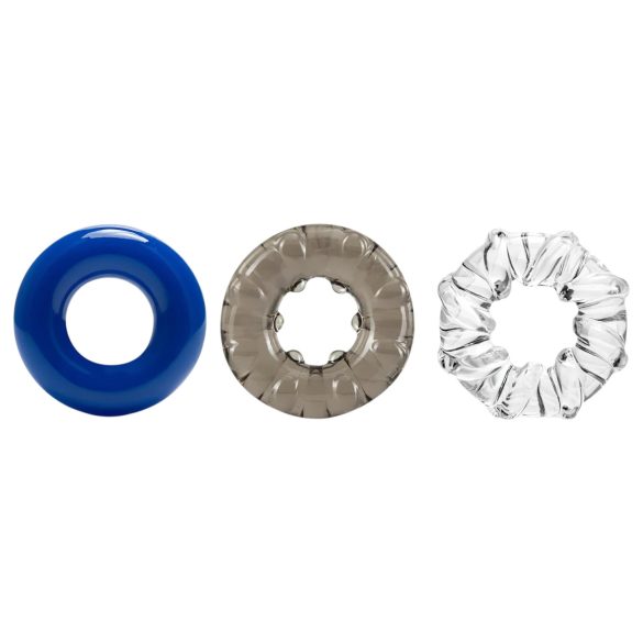 Stay Hard - разнобојни сет прстенова за пенис - 3 комада