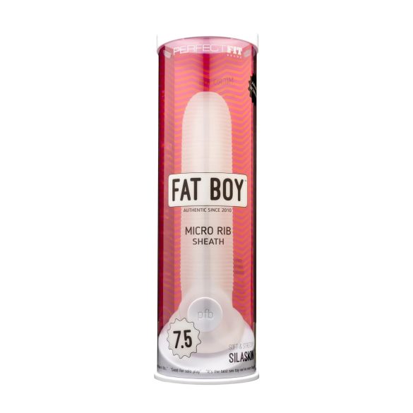 Fat Boy Micro Ribbed - navlaka za penis (19cm) - bela