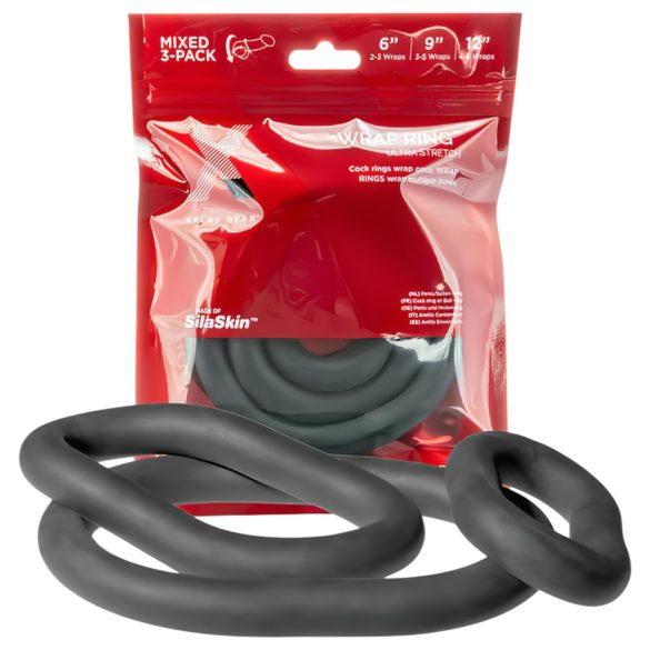 Perfect Fit Ultra Wrap - set debelih crnih penis prstenova (3 kom)