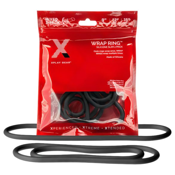 Perfect Fit Slim Wrap - set tankih prstenova za penis - crni (3 kom)