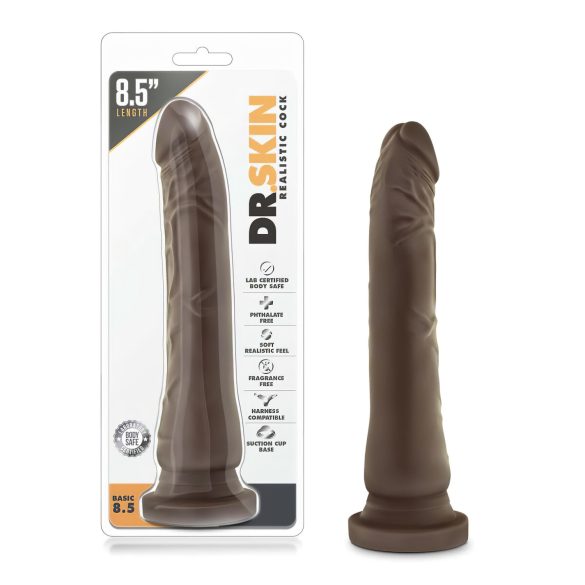 Dr. Skin 8,5 - realistični dildo sa vakumom - braon (20,5cm)