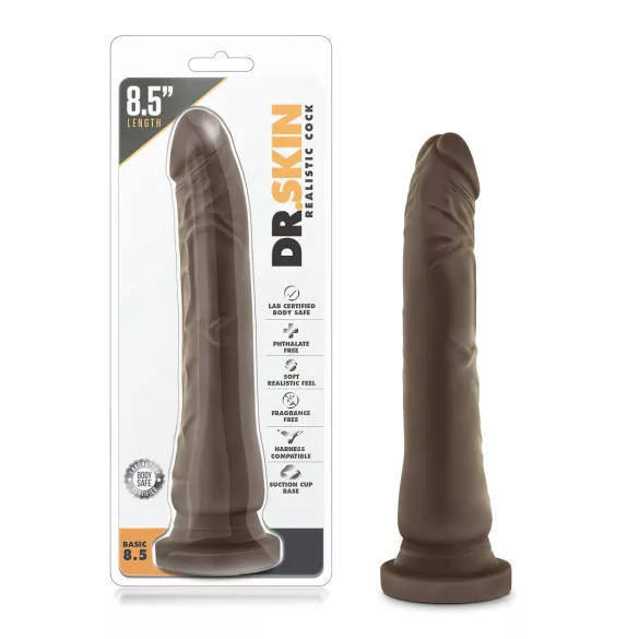 Dr. Skin 8,5 - realistični dildo sa vakumom - braon (20,5cm)
