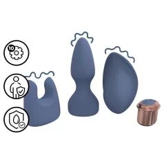   Loveline - set vibratora sa zamenljivim nastavcima (plavo-siva)