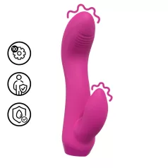 Loveline - zakrivljeni mini vibrator sa zecom (roze)