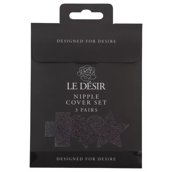 Le Désir - set nalepnica za bradavice - 3 para (crne)
