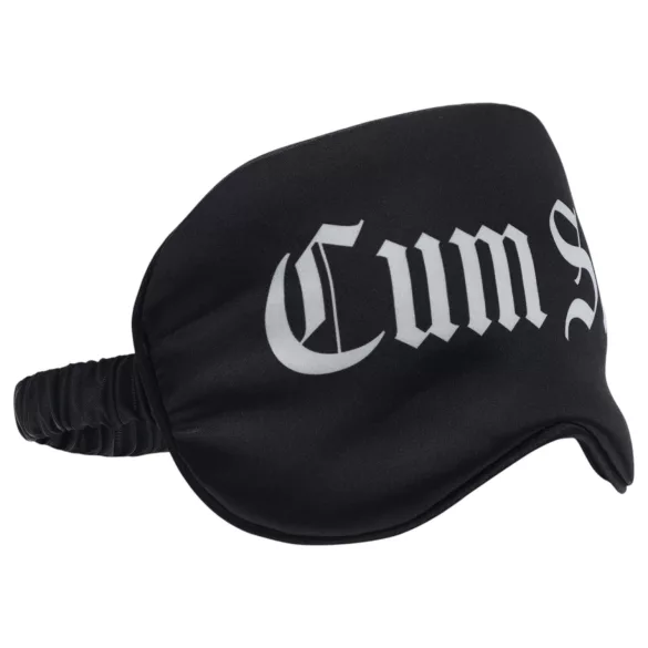 Ouch! - satenska maska za oči sa natpisom „Cum Slut” (crna)