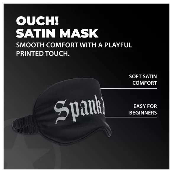 Ouch! - satenska maska za oči sa natpisom „Spank Me” (crna)