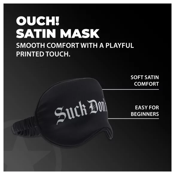 Ouch! - satenska maska za oči sa natpisom “Suck Don't Bite” (crna)