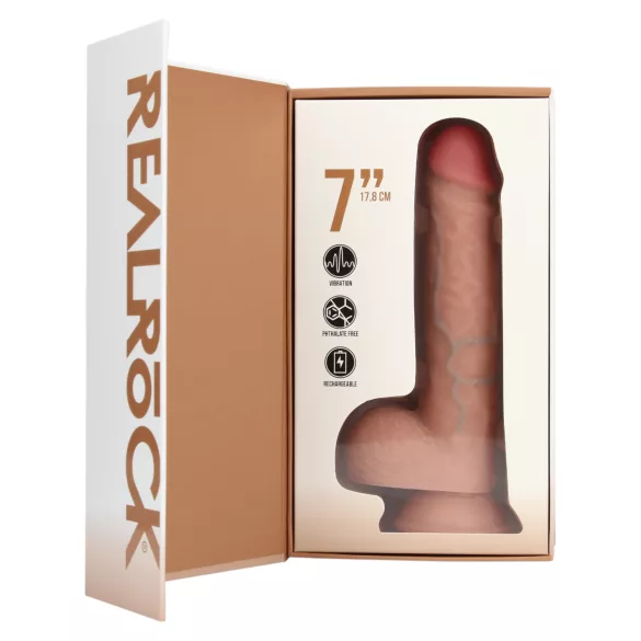 REALROCK - вибратор са вакуумском чашом - природна боја (18cm)