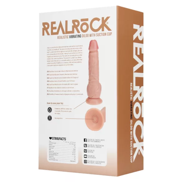 REALROCK - вибратор са вакуумском чашом - природна боја (18cm)