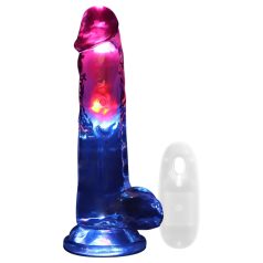 REALROCK - jarko svetleći vibrator sa testisima - 20cm