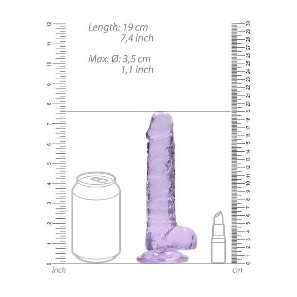 REALROCK - providni realistični dildo - ljubičasti (17cm)