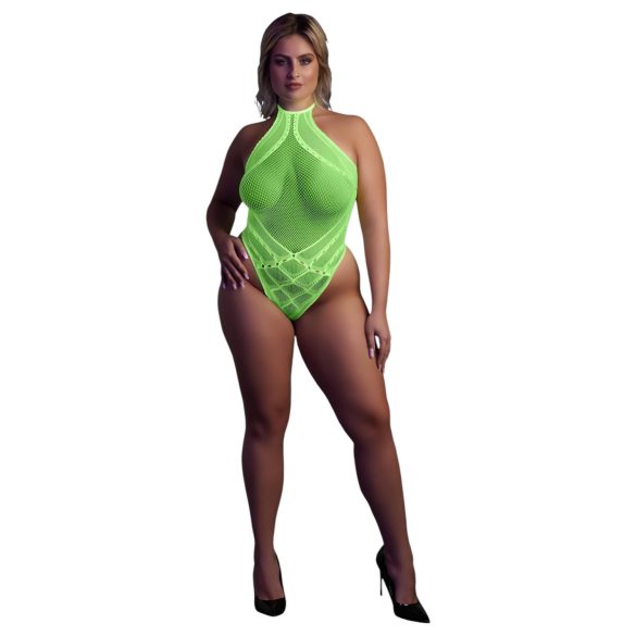 Ouch! - Body s fosforescentnim trakama (neon zelena) - XL-4XL
