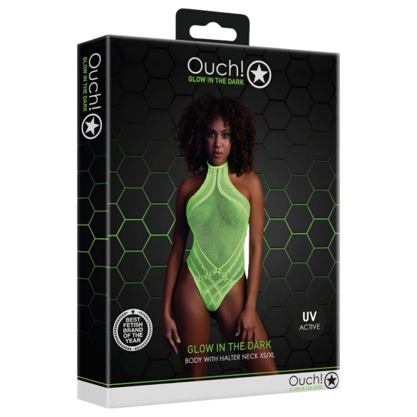 Ouch! - Body s fosforescentnim trakama (neon zelena) - XL-4XL