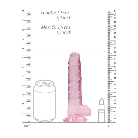 REALROCK - prozirni realistični dildo - roze (17cm)