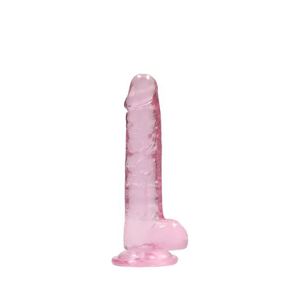 REALROCK - prozirni realistični dildo - roze (17cm)