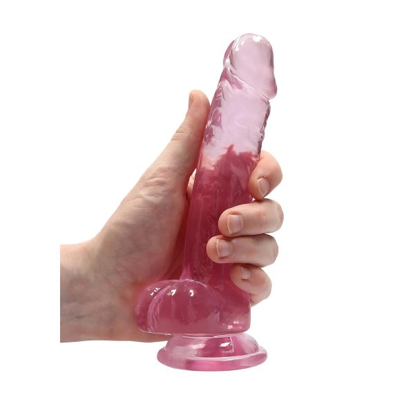 REALROCK - prozirni realistični dildo - roze (17cm)