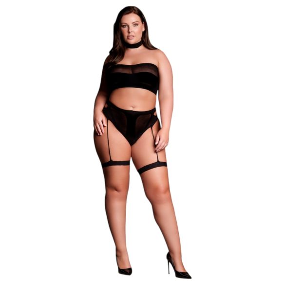Le Désir Plus Size - Komplet donjeg veša od 3 dela - crna (XL-4XL)