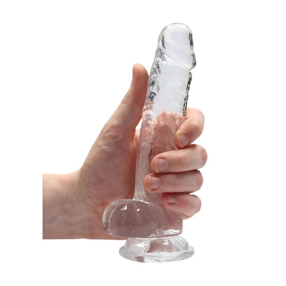 REALROCK - providljivi realistični dildo - prozirni (17cm)