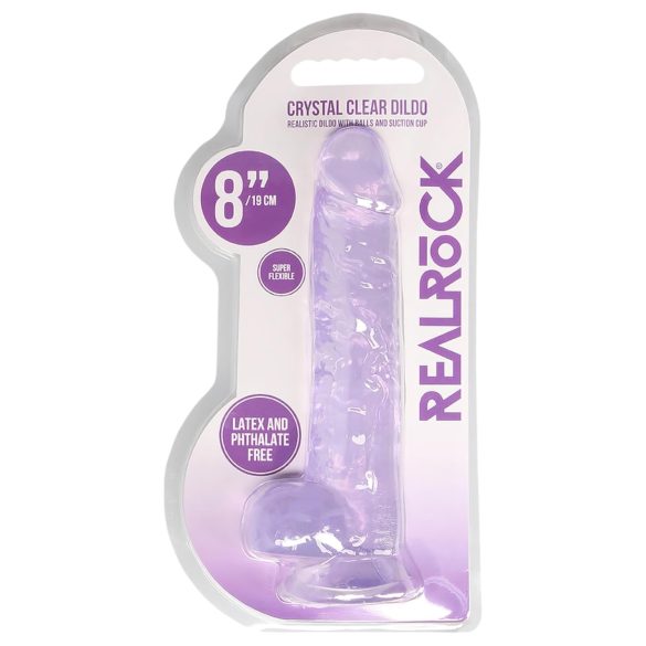 REALROCK - prozirni realističan dildo - ljubičasti (19 cm)