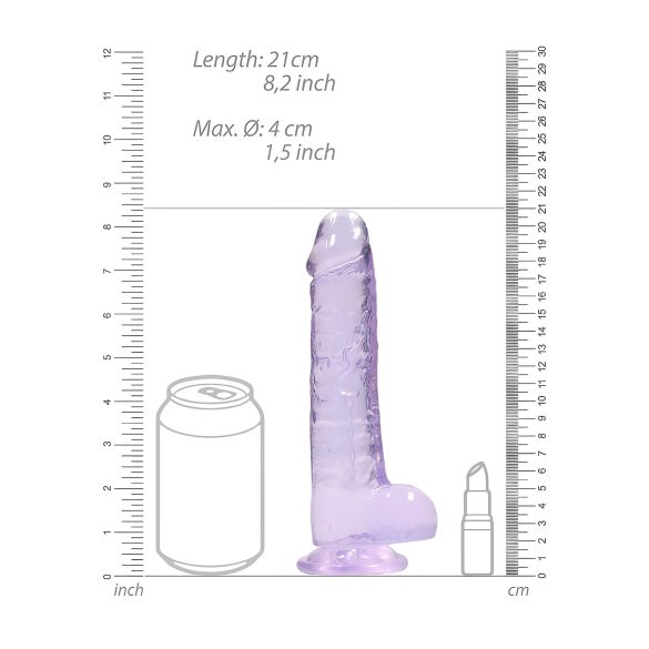 REALROCK - prozirni realističan dildo - ljubičasti (19 cm)