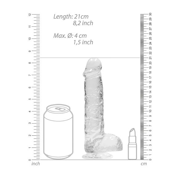 REALROCK - prozirni realistični dildo - providan (19 cm)