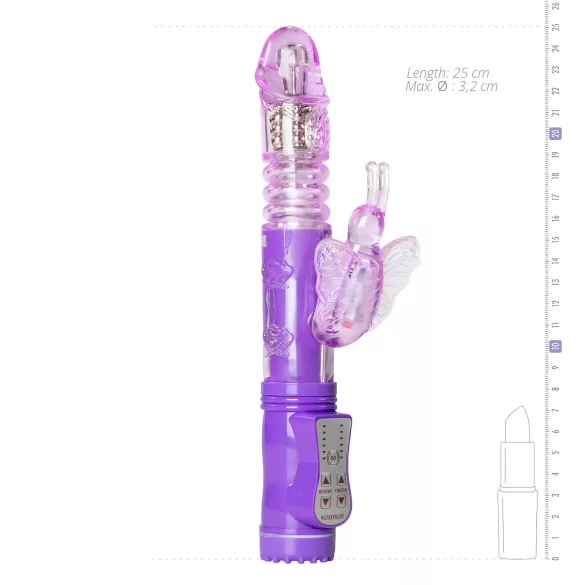 Easytoys Butterfly - ротирајући и потисни вибратор (љубичасти)